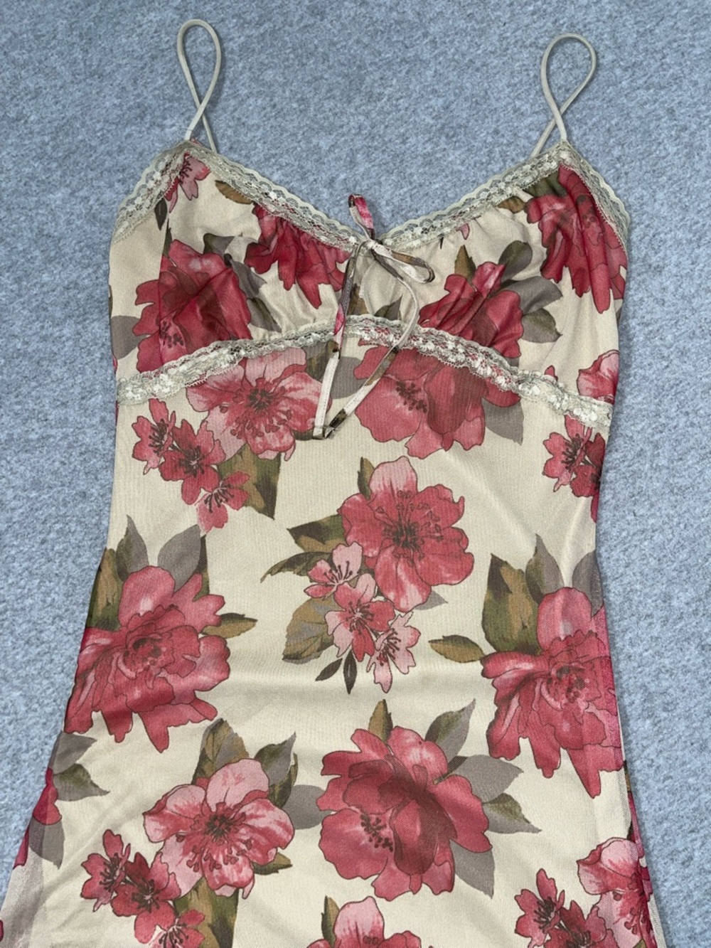 Y2K Mesh Babydoll Midi Dress Medium Cami Floral Fairy Grunge Coquette Woodland - Picture 7 of 12